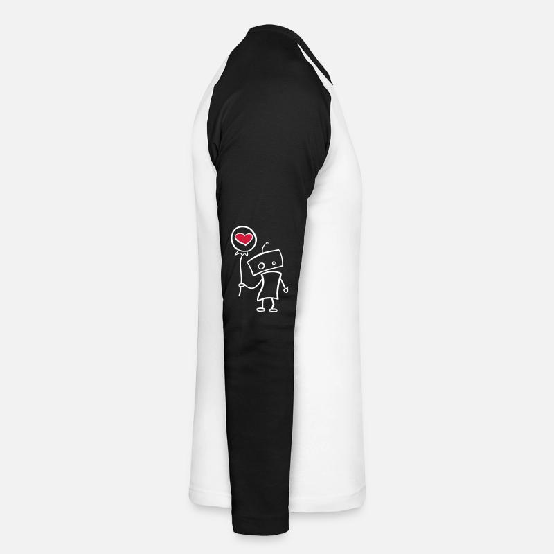 Verliebter Roboter mit Herz - Unisex Baseballshirt langarm - Weiß/Schwarz