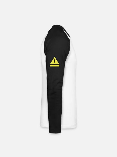 Uitroepteken op een gevarendriehoek met een extra teken - Mannen baseballshirt lange mouw - wit/zwart