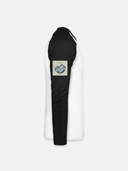 Bergpanorama mit Radfahrer - Unisex Baseballshirt langarm - Weiß/Schwarz