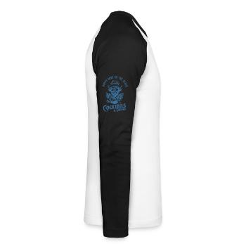 Happy Hour on the Beach – Tropical Vibes & Cocktai - Unisex Long Sleeve Baseball T-Shirt - white/black - Right - Nik (191cm)