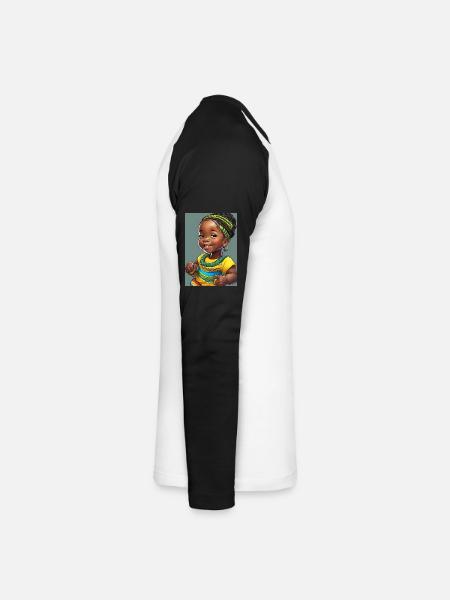 Buntes und fröhliches afrikanisches Mädchen - Unisex Baseballshirt langarm - Weiß/Schwarz
