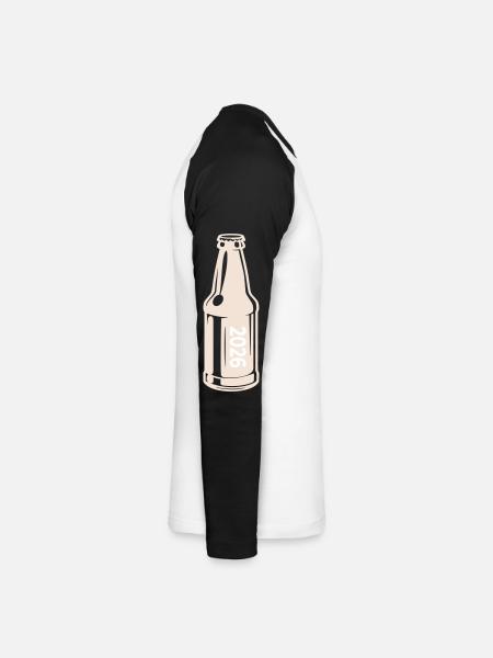 Bier 2026 Bierflasche - Unisex Baseballshirt langarm - Weiß/Schwarz