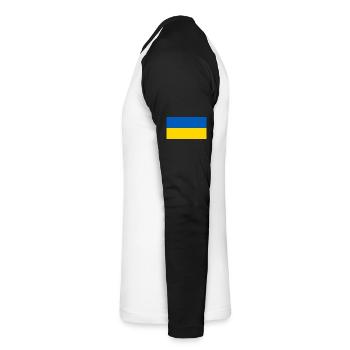 Ukraine Flag BlueYellow Harmony - Unisex Long Sleeve Baseball T-Shirt - white/black - Left - Nik (191cm)