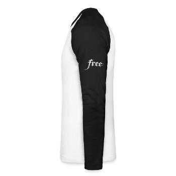 FREETIGHT - Unisex Long Sleeve Baseball T-Shirt - white/black - Left - Nik (191cm)