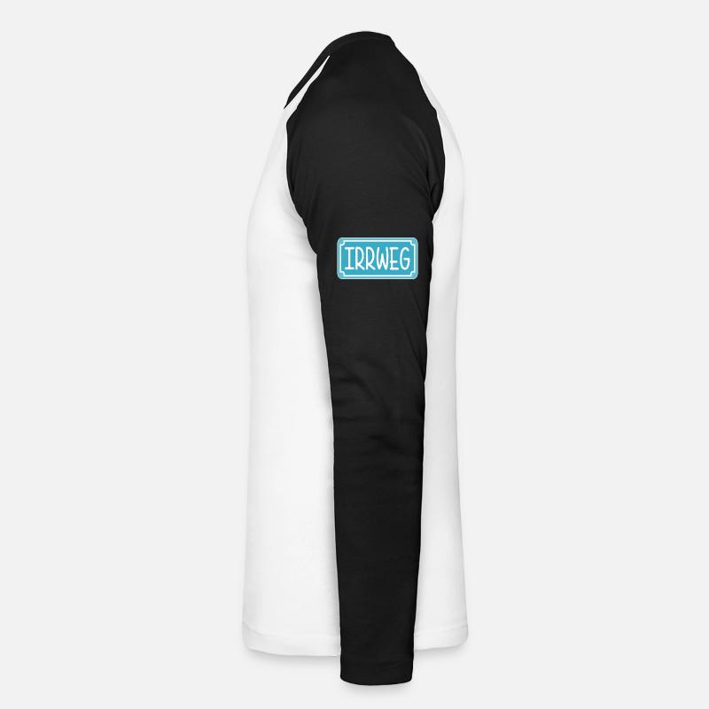 Irrweg Schild - Unisex Baseballshirt langarm - Weiß/Schwarz