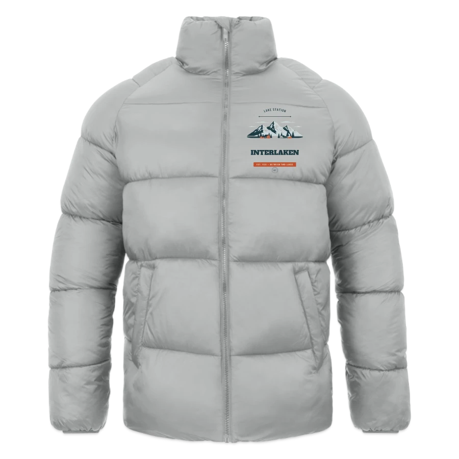 Interlaken badge on a jako jacket puffy, light grey