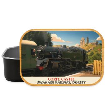 Corfe Castle Dampflok-Plakat - Lunch Box - Schwarz - Vorne