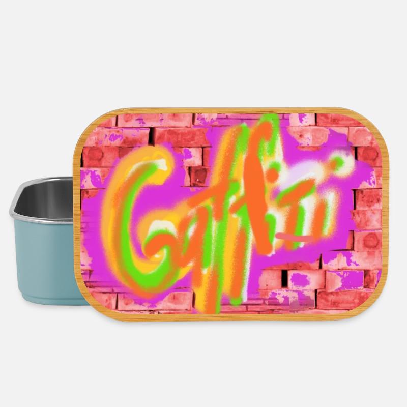 Graffitis colorés sur briques - Boîte à goûter - bleu pâle