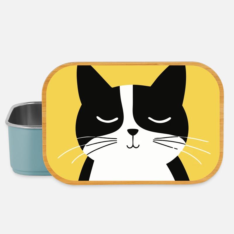 Minimalistische schwarz-weiße Katze - Lunch Box - Hellblau