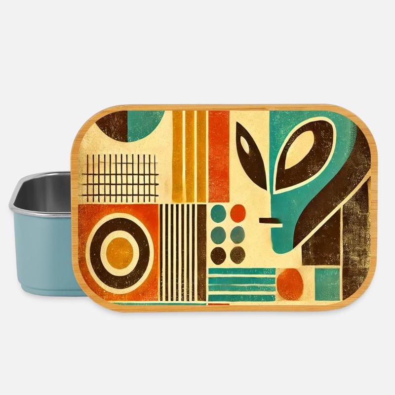 Retro abstraktes Bild mit Alien-Gesicht. - Lunch Box - Hellblau