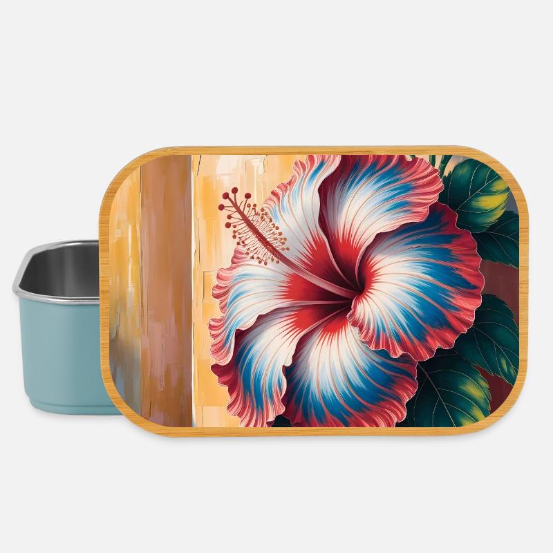 Hibiscus Gradient Bloom Wall – Haitianischer Flaggentag - Lunch Box - Hellblau