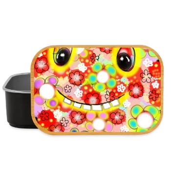 Bunte Pixel-Silhouette mit Smile - Lunch Box - Schwarz - Vorne