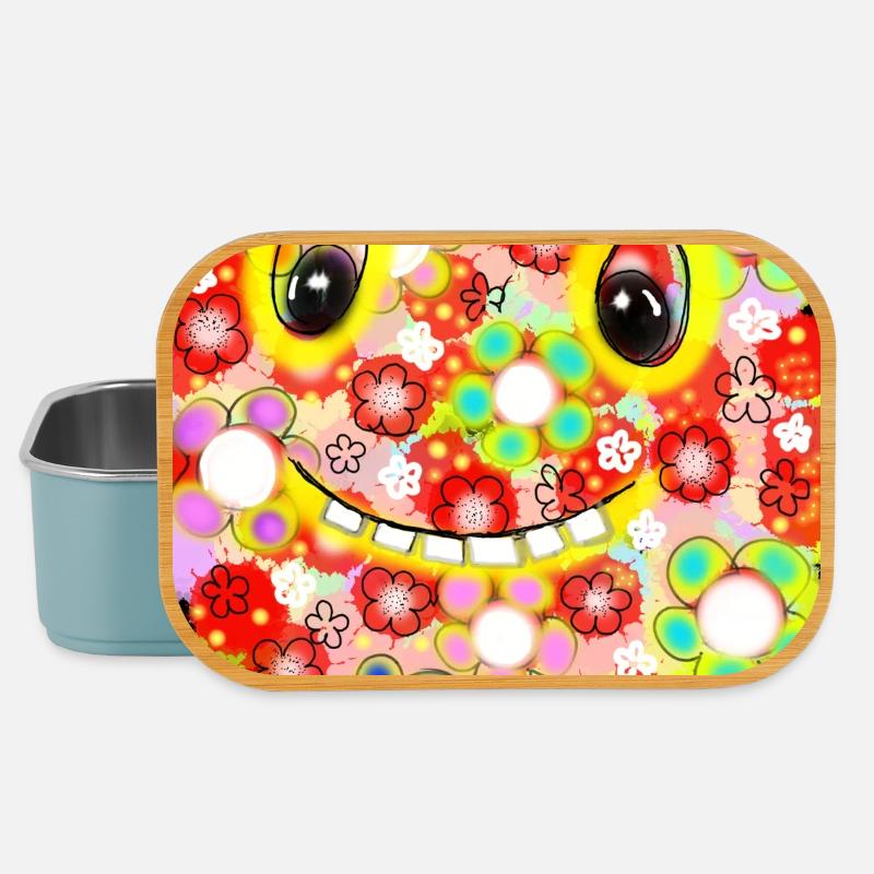 Bunte Pixel-Silhouette mit Smile - Lunch Box - Hellblau