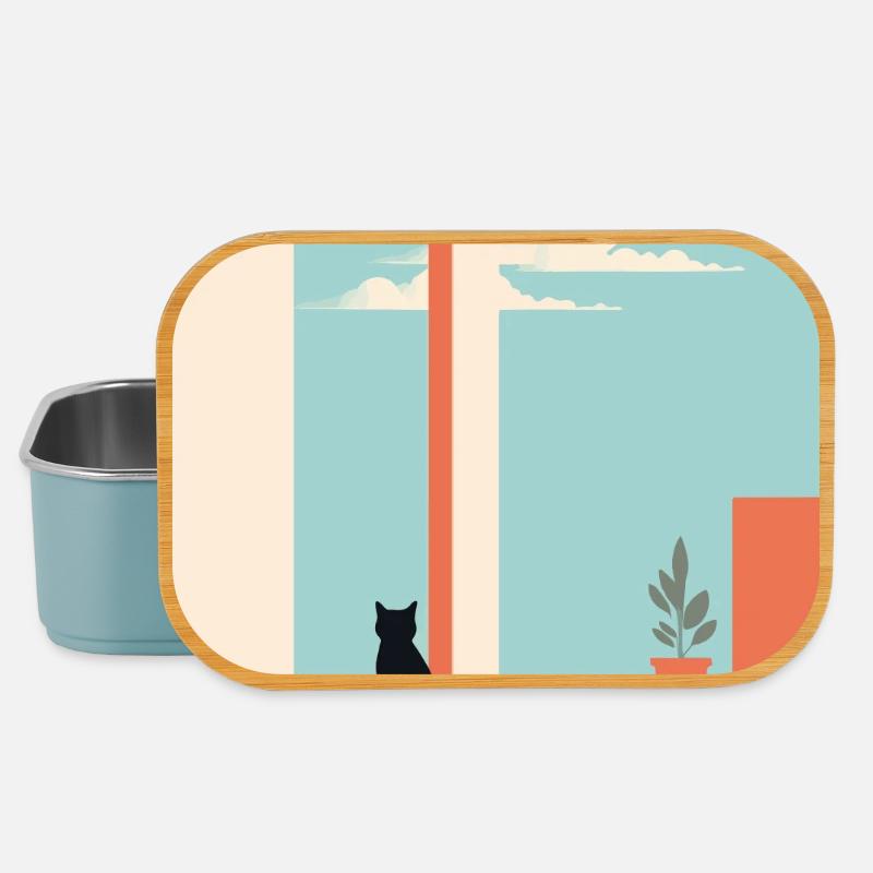 chat au bord de la piscine - Boîte à goûter - bleu pâle