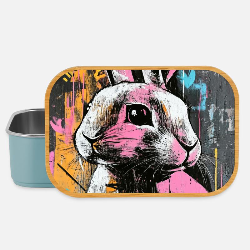 Graffiti Hase im Neonrausch - Lunch Box - Hellblau