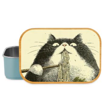 Ramen Cat Ukiyoe Style - Lunch Box - light blue - Front
