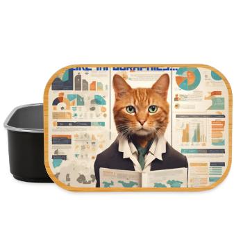 Feline Economist in Infographics - Lunch Box - black - Front