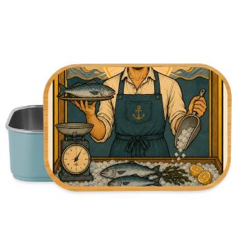 Poissonnier | Tarot au marché aux poissons - Boîte à goûter - bleu pâle - Devant