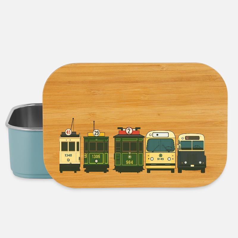 Wagons de train illustrés dans le style vintage - Boîte à goûter - bleu pâle