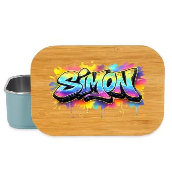 Graffiti SIMON Name Gift Ideal Printable - Lunch Box - light blue - Front