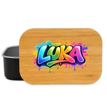 Graffiti LUKA Name Gift Ideal Printable - Lunch Box - black - Front