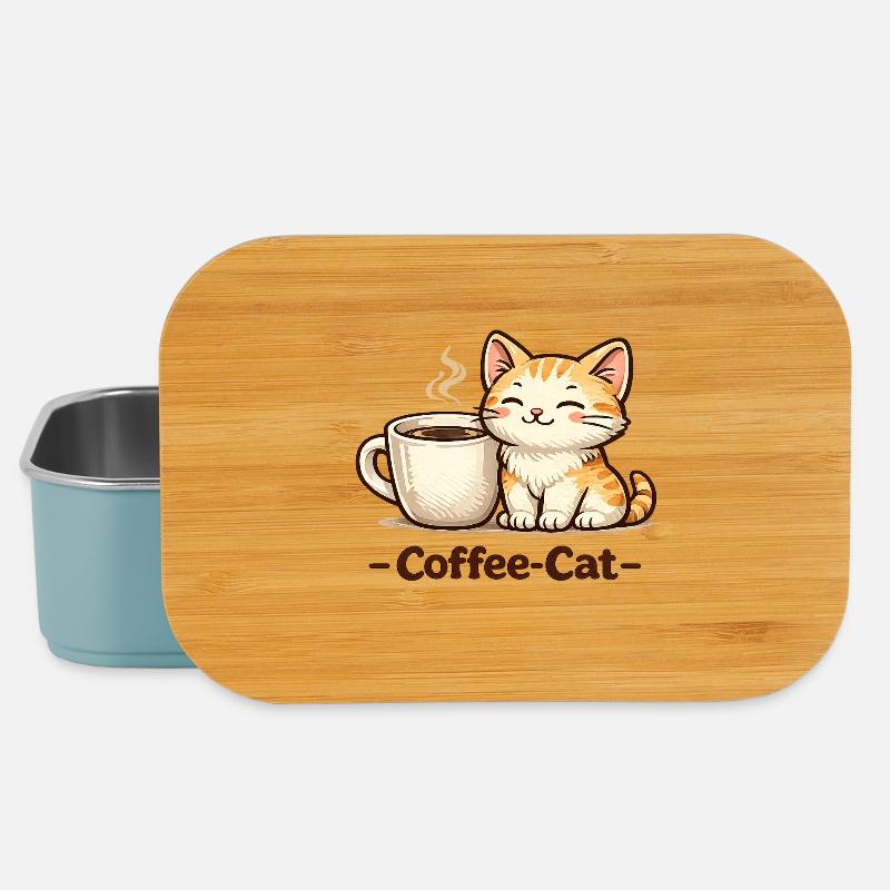 Kaffee-Kätzchen Illustration - Lunch Box - Hellblau