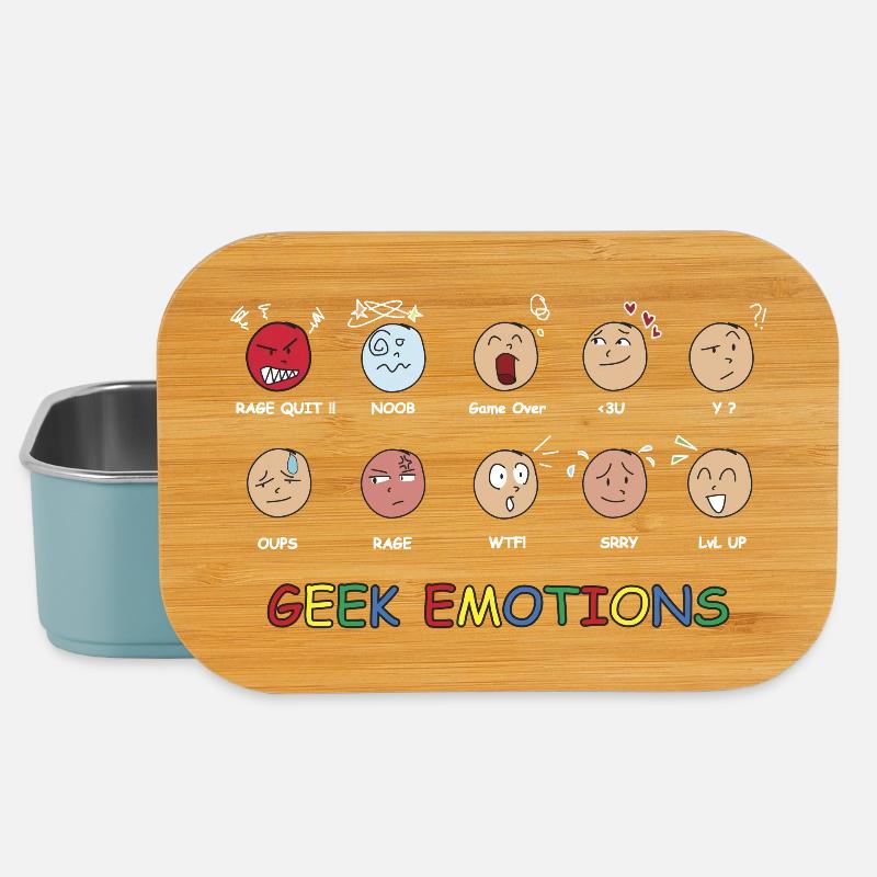 GEEK EMOTIONS - WHITE Text - Lunch Box - light blue
