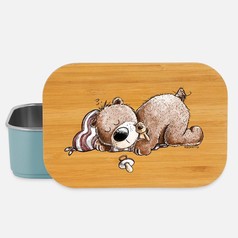 Droll Brown Bear dort et rêve - Boîte à goûter - bleu pâle