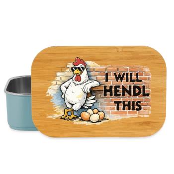 Graffiti-Huhn mit Spruch I WILL HENDL THIS - Lunch Box - Hellblau - Vorne