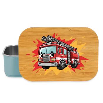 Cartoon-Feuerwehrauto - Lunch Box - Hellblau - Vorne
