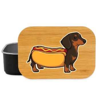 Süßer Dackel Hot-Dog-Brötchen-Aufkleber - Lunch Box - Schwarz - Vorne