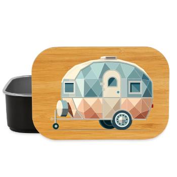 Moderner Wohnwagen – Polygonaler Reisebegleiter - Lunch Box - Schwarz - Vorne