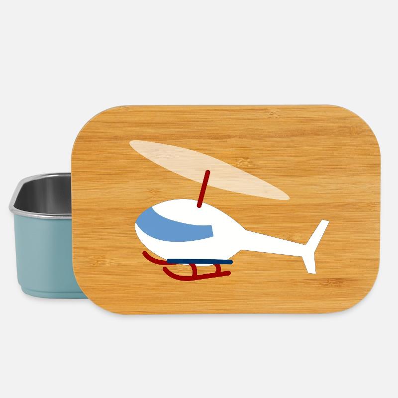 Weißer Hubschrauber / Helicopter - Lunch Box - Hellblau