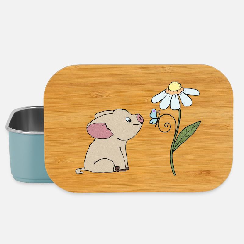 Cochons et papillons - Boîte à goûter - bleu pâle