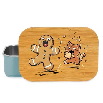 Weihnachten Katze, Naschkatze, Keksliebhaber - Lunch Box - Hellblau - Vorne