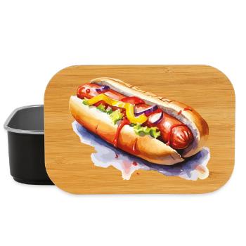 Illustration d’art de rue Hot Dog - Boîte à goûter - noir - Devant