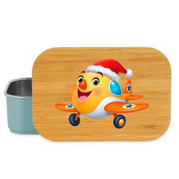 Weihnachtliches Kinderflugzeug – Flugzeug - Lunch Box - Hellblau - Vorne