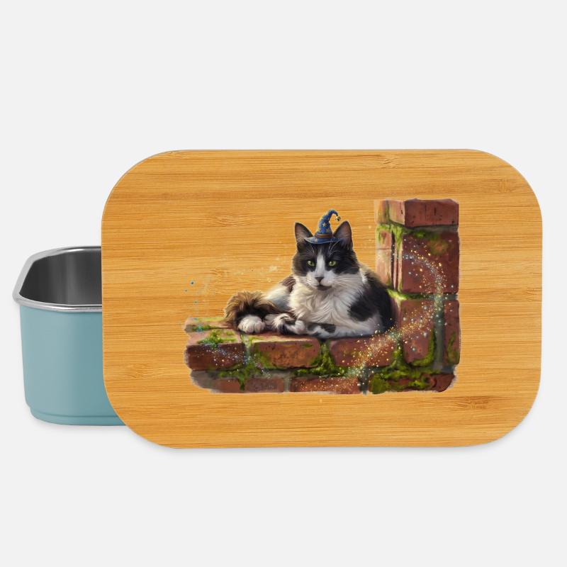 Le Sorcier Chat sur le Mur - Boîte à goûter - bleu pâle