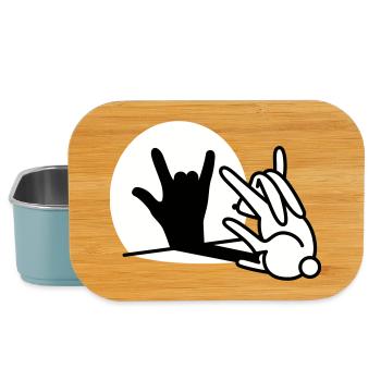 Rabbit shadow hand ROCK music HARD ROCK fan - Lunch Box - light blue - Front