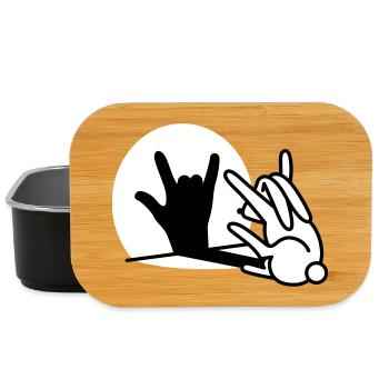 Rabbit shadow hand ROCK music HARD ROCK fan - Lunch Box - black - Front