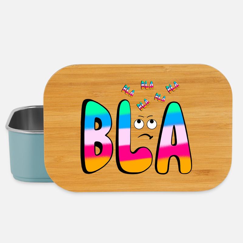 BLA BLA BLA Regenbogenschrift auf Schwarz - Lunch Box - Hellblau