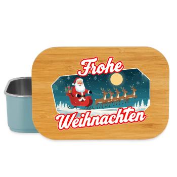 Santa Sleigh Christmas Scene - Lunch Box - light blue - Front