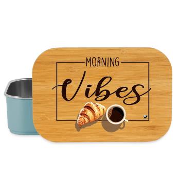 Tasse de café et croissant - Boîte à goûter - bleu pâle - Devant