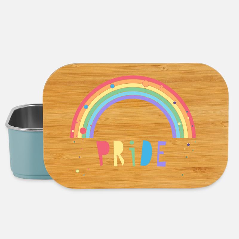 bunter Pride Schriftzug mit Regenbogen - Lunch Box - Hellblau