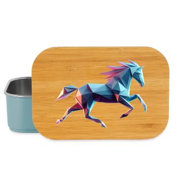 cheval au galop origami géométrique 3d neon - Boîte à goûter - bleu pâle - Devant