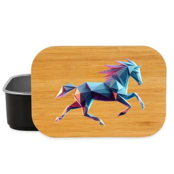 Galoppierendes Pferd Origami geometrisches 3D-Neon - Lunch Box - Schwarz - Vorne