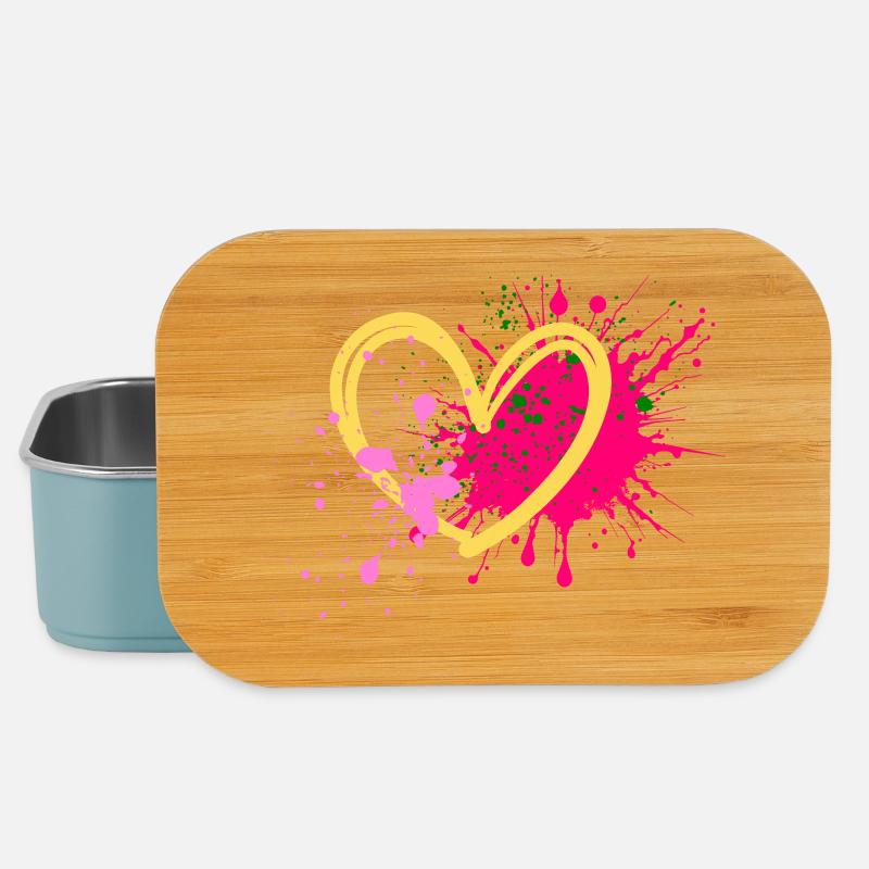 Farbherz Splatterkunst - Lunch Box - Hellblau