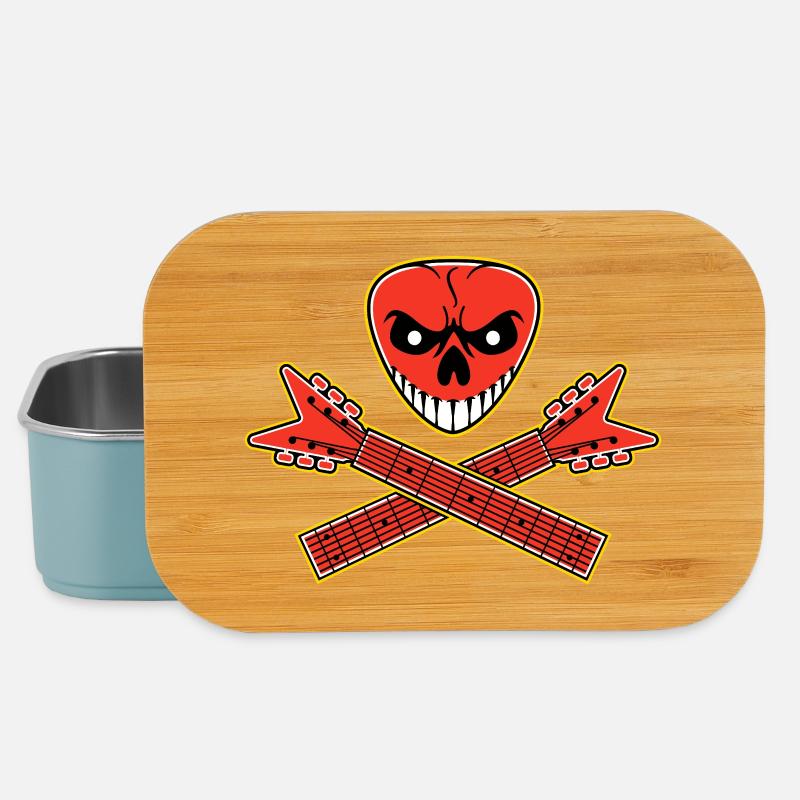Skull Guitar Pick and Crossed Guitars - Lunch Box - light blue