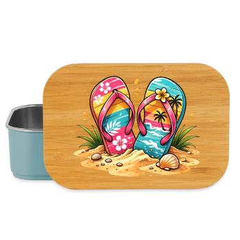 Flip Flops am Strand Illustration  - Lunch Box - Hellblau - Vorne