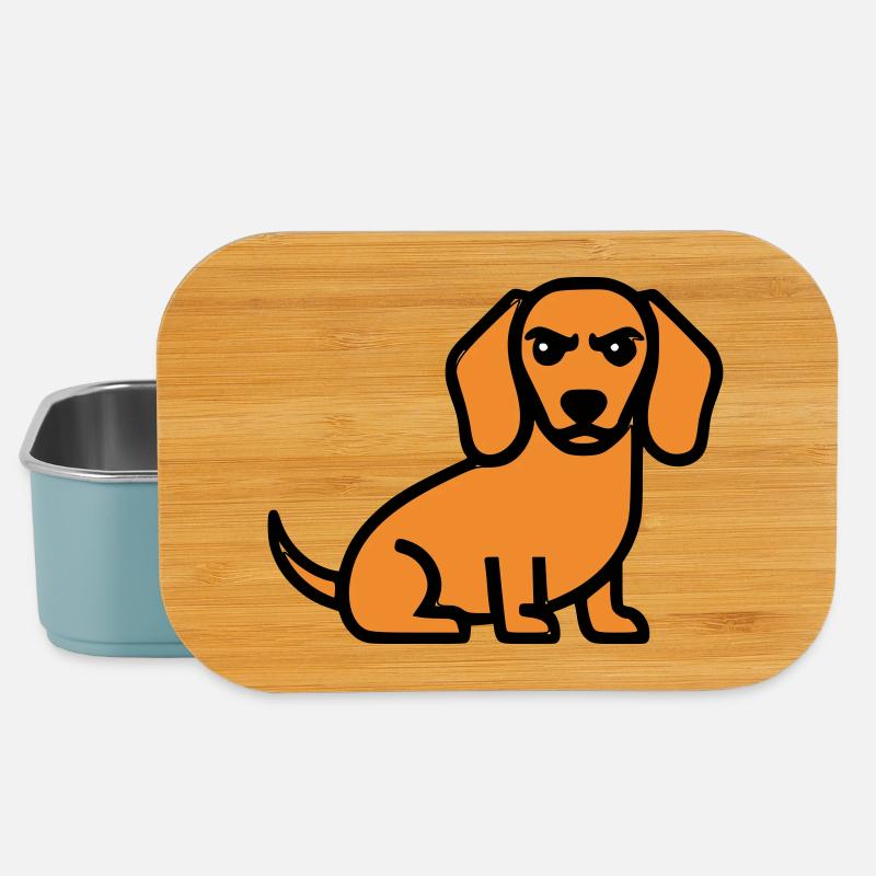 Dackel Hund Braun Comic - Lunch Box - Hellblau